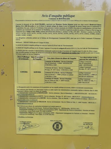 Avis d'enquête publique de la commune de Houffalize